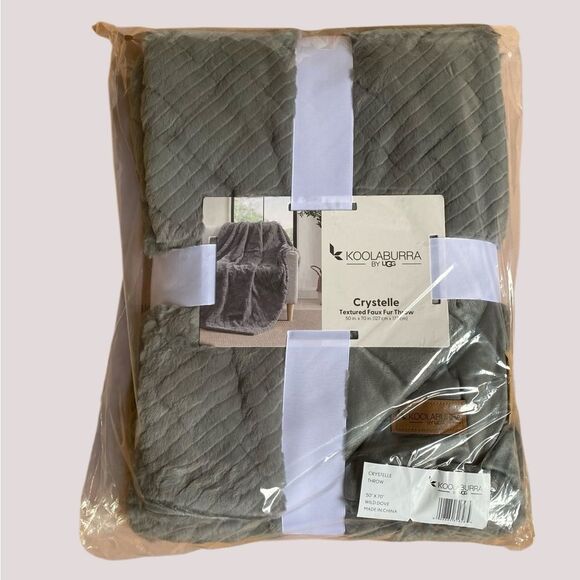 NEW Koolaburra by UGG Crystelle Faux Fur Throw in Wild Dove 50"x70" Cold Weather - Picture 5 of 10